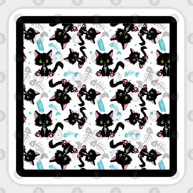 Cute Cat Seamless Patterns Sticker by labatchino